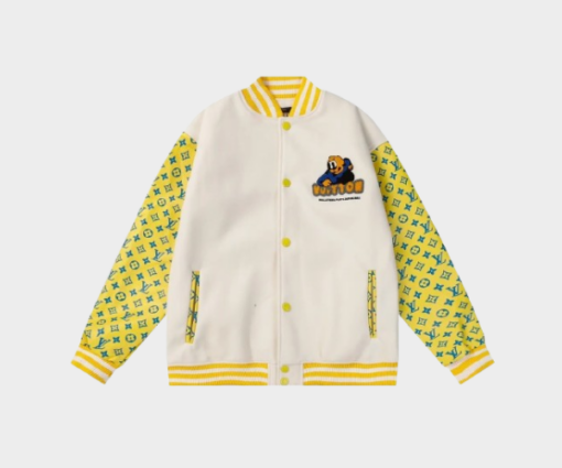 Lv Monogram Playground Varsity Blouson Jacket Yellow/White
