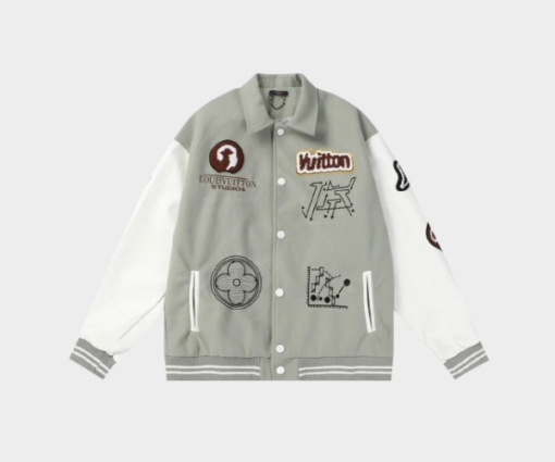 LV Studios Varsity Jacket Grey/White