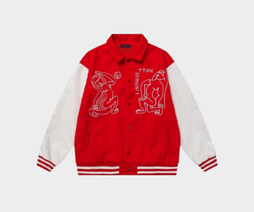 LV Varsity Leather Jacket Red/White