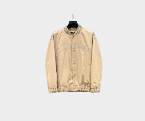 LV Embroidered Cotton Blend Bomber Beige