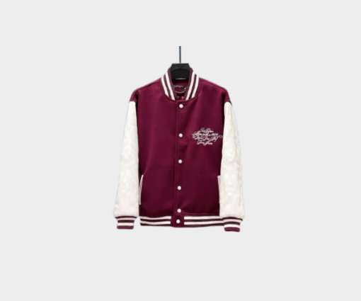 LV Embroidered Calfskin Varsity Jacket Red/White