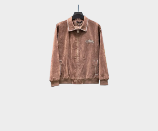 LV Embroidered Suede Calfskin Bomber Jacket Brown