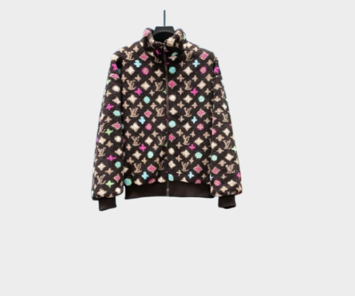LV Monogram Fleece Parka Jacket Black
