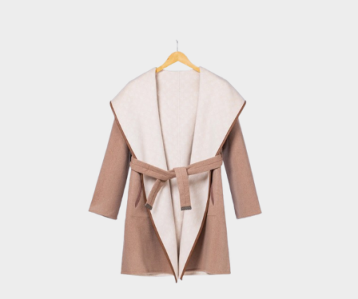 LV Long Wool Coat Light Beige