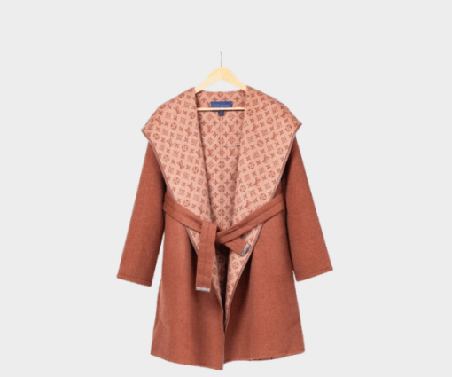 LV Long Wool Coat Full Brown