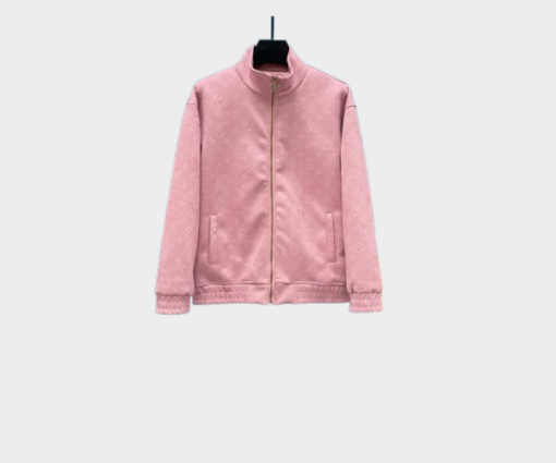 LV Monogram Debossed Leather Tracksuit Jacket Pink