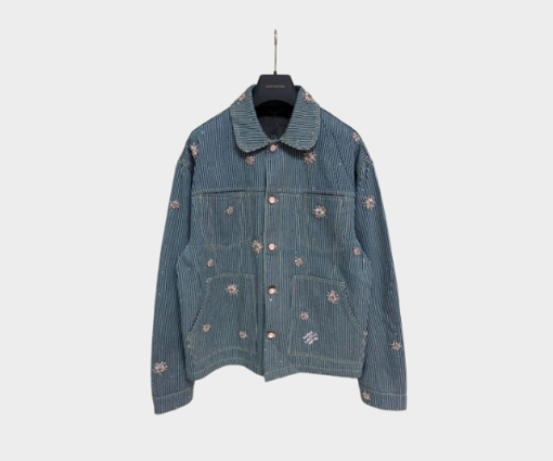 LV Embellished Workwear Jacket Light Blue