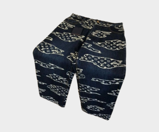 LV Pharrell Williams Monogram Denim Skate Pants Black