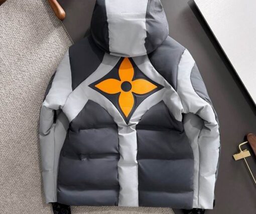 Alternative view of LV Technical Down Ski Jacket Gray Tones Orange zipper