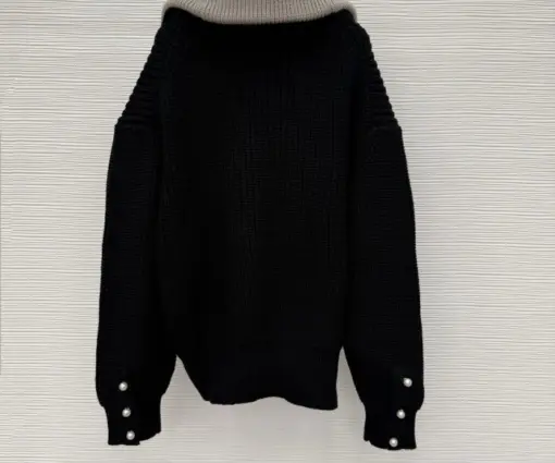 Alternative view of LV Chunky Wool Half Zip Pullover Black