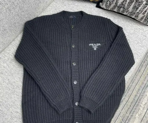 Prada Cashgora Cardigan Natural Grey