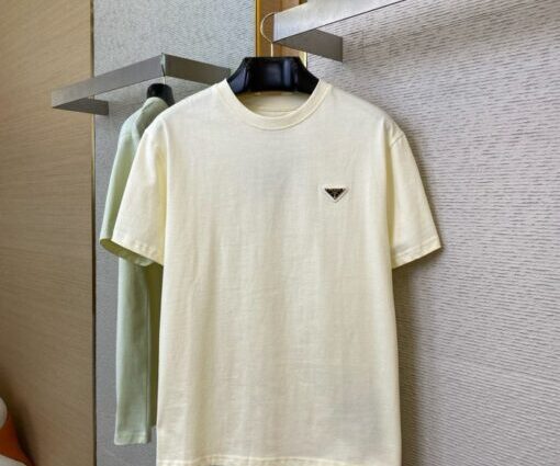 Prada – Logo Cotton T-shirt Cream