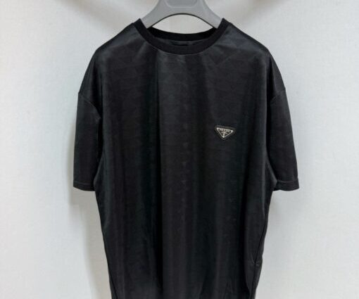 Prada Black Re-Nylon and jersey T-shirt