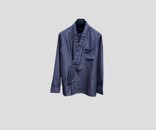 LV Graphic Jacquard Long-Sleeved Kimono Shirt