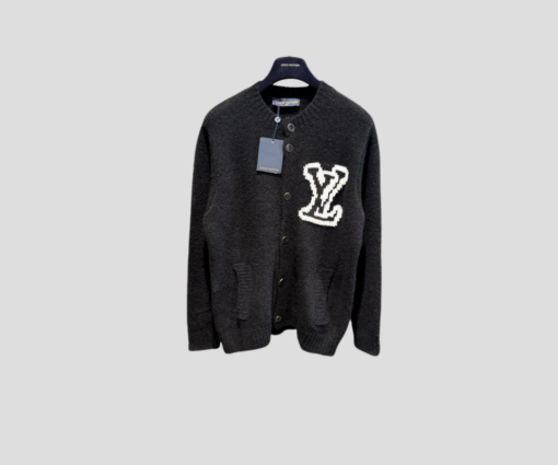 LV Chunky Intarsia Signature Cardigan Black