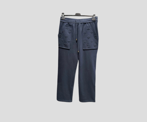 LV 3D Monogram Jogging Pants In Blue Cotton