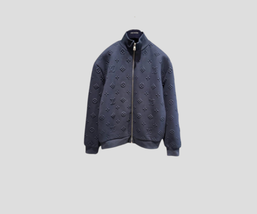 LV Embossed Monogram Zip-Up Jacket Navy Blue