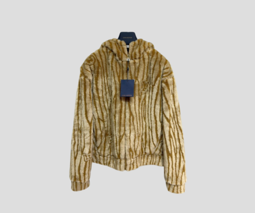 LV Epi Fleece Hooded Blouson In A Camel And Beige Colorway