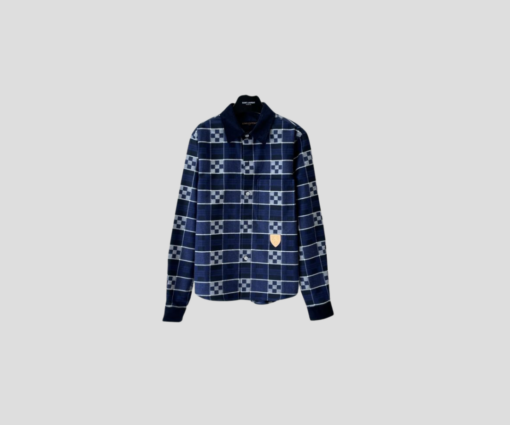 LV Flannel Shirt In Navy Blue Tones With A Damier Pattern