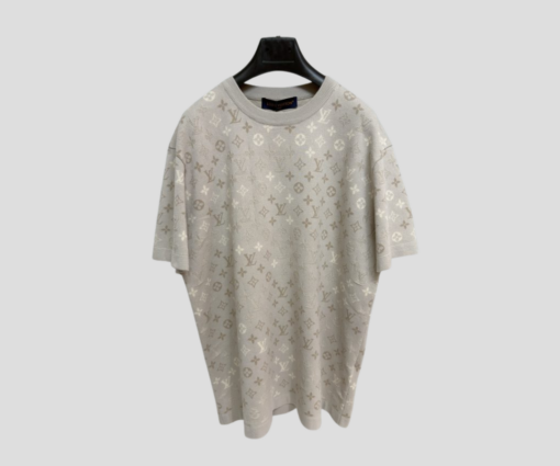 LV Monogram Short-Sleeved Crewneck In A Pale Beige