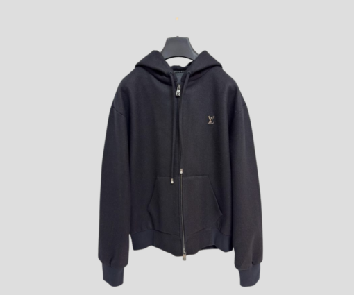 LV Tailored Technical Wool Hooded Blouson In Black