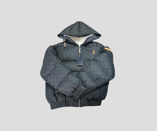 LV Monogram Puffer Jacket In Black Nylon With Down Filling