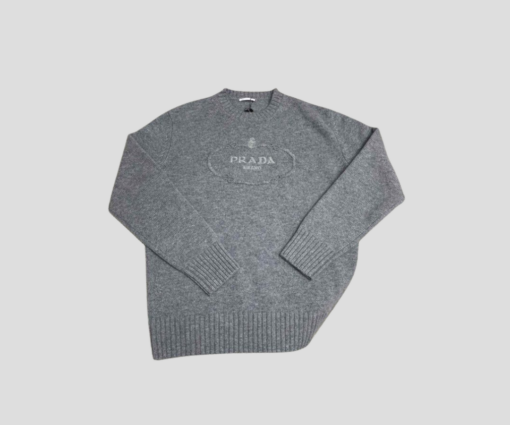 LV Logo Intarsia Wool And Cashmere Crew-Neck Sweater In Grey