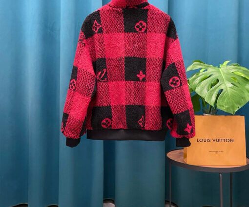 Alternative view of LV Embroidered Calfskin Varsity Jacket Red Plaid
