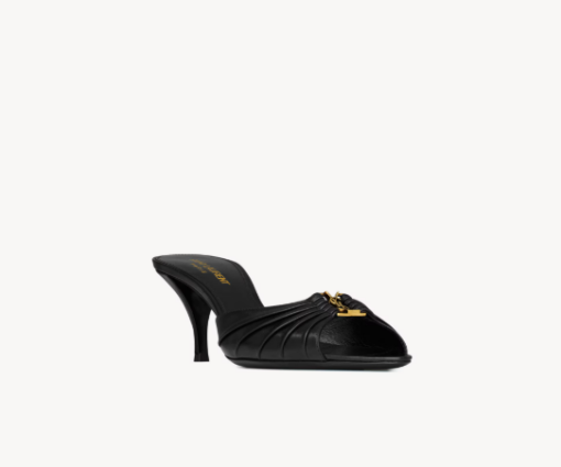 YSL BABYLONE Mules Smooth Leather Black