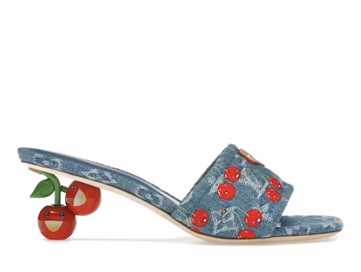 LV Cherry Lily Mule x Takashi Murakami Denim