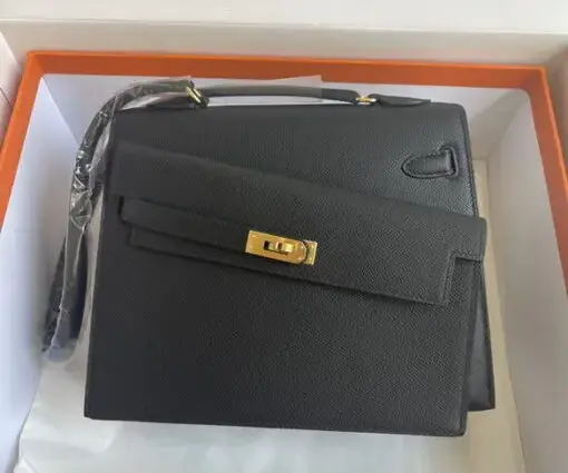 Hermes Kelly Bag Leather Black