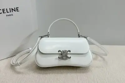 Celine Lola In Shiny Calfskin Leather Bag White