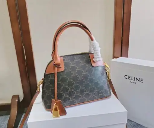 Celine Triomphe Dome Bag Green & Brown