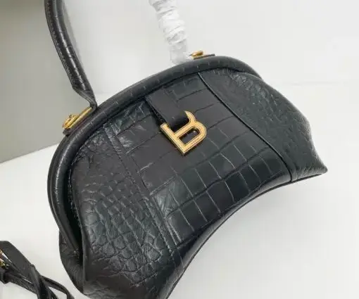 Balenciaga Frame S Tote Bag Black Crocodile