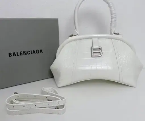 Balenciaga Frame S Tote Bag White Crocodile