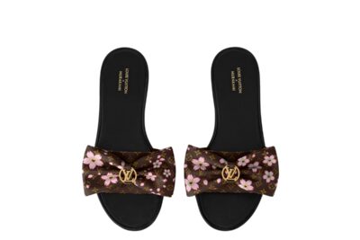 LV x TM Lily Flat Mule Cherry Blossom Sakura Brown