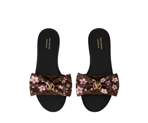 LV x TM Lily Flat Mule Cherry Blossom Sakura Brown