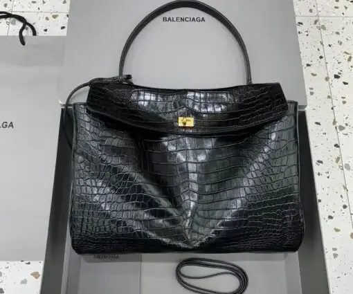 Balenciaga redeo Black Crocodile
