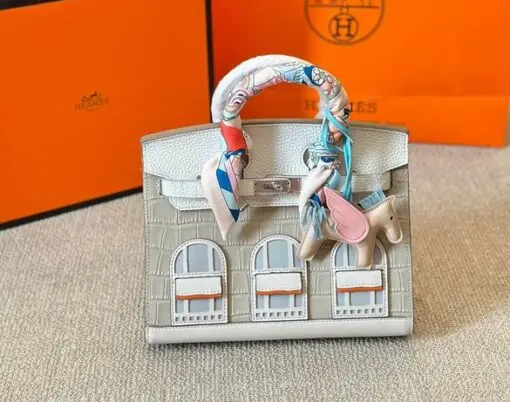 Hermes Birkin Togo Bag Crocodile White M1