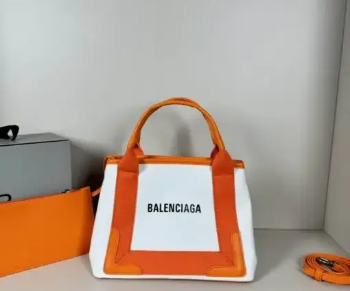 Balenciaga Handbag Large Orange & White