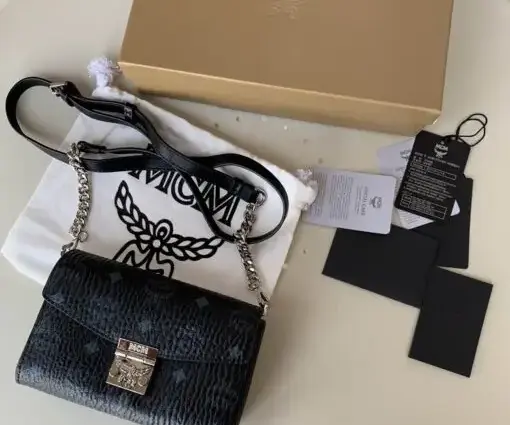 MCM Tracy Medium Shoulder Bag Black