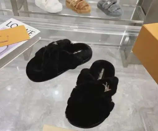 Alternative view of LV Bliss Shearling Mules Slipper Black