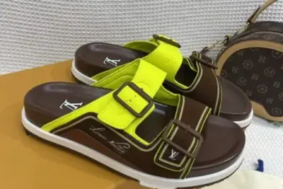 LV Slipper Bright Green & Brown