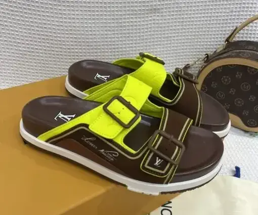 LV Slipper Bright Green & Brown