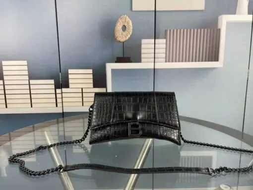 Balenciaga Downtown Bag Crocodile Black