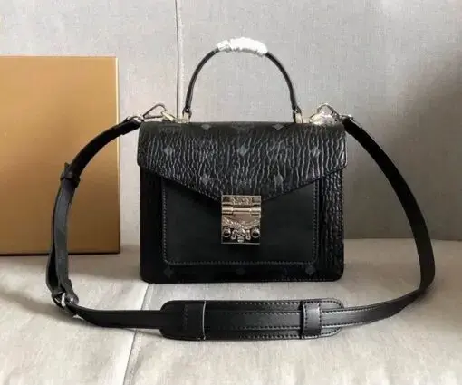 MCM Tracy Satchel Bag Black