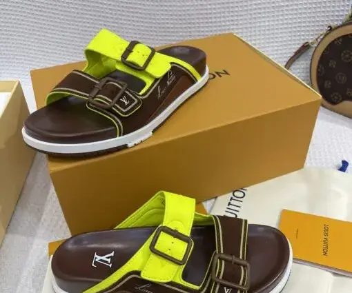 Alternative view of LV Slipper Bright Green & Brown