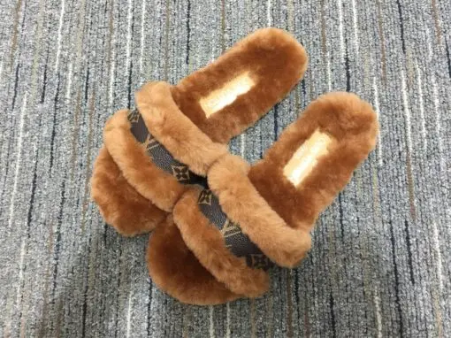 Alternative view of LV Lock It Mule Sandal Plush Camel Mink Fur