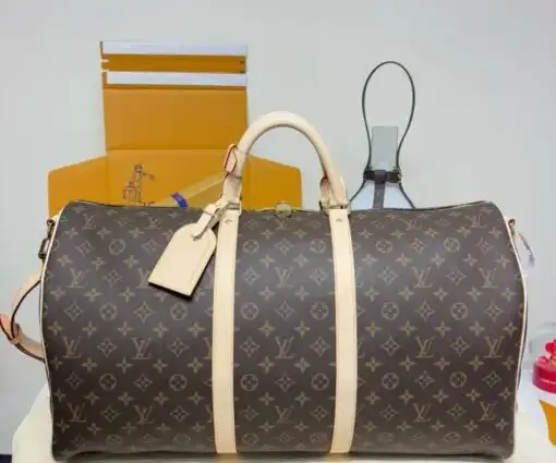 LV Keepall 55 Travel Duffle Bag Monogram Brown & Beige