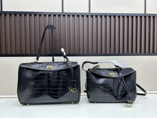 Balenciaga Redeo Bag Crocodile Black